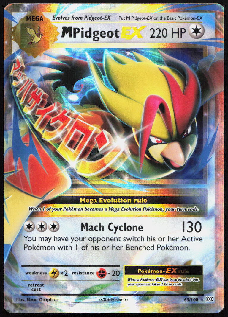 M Pidgeot EX 65/108 Holo EX Rare Evolutions Pokemon