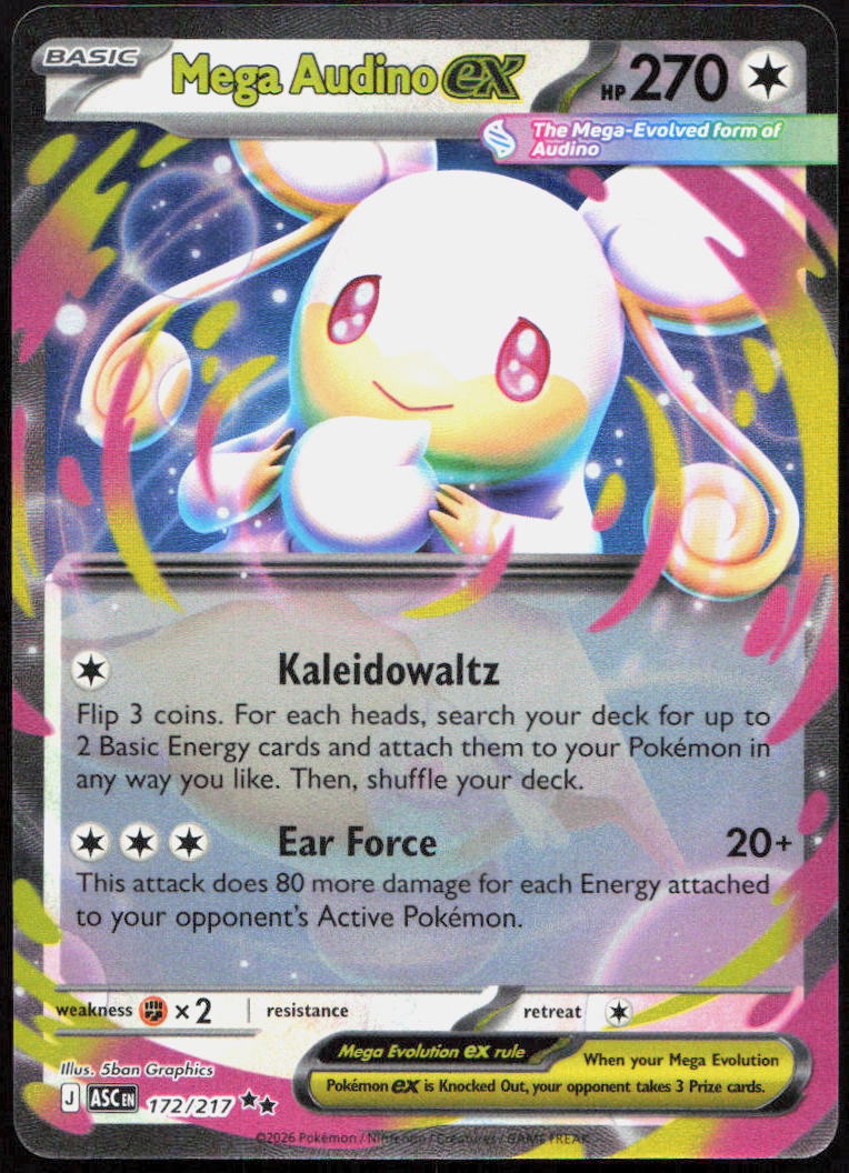 Mega Audino ex 172/217 Double Rare Ascended Heroes Pokemon Holo
