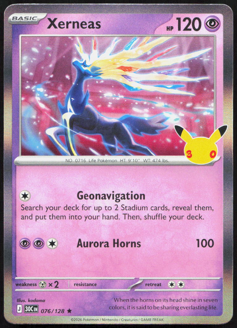 Xerneas 076/128 ME: 30th Celebration Pokemon Holo
