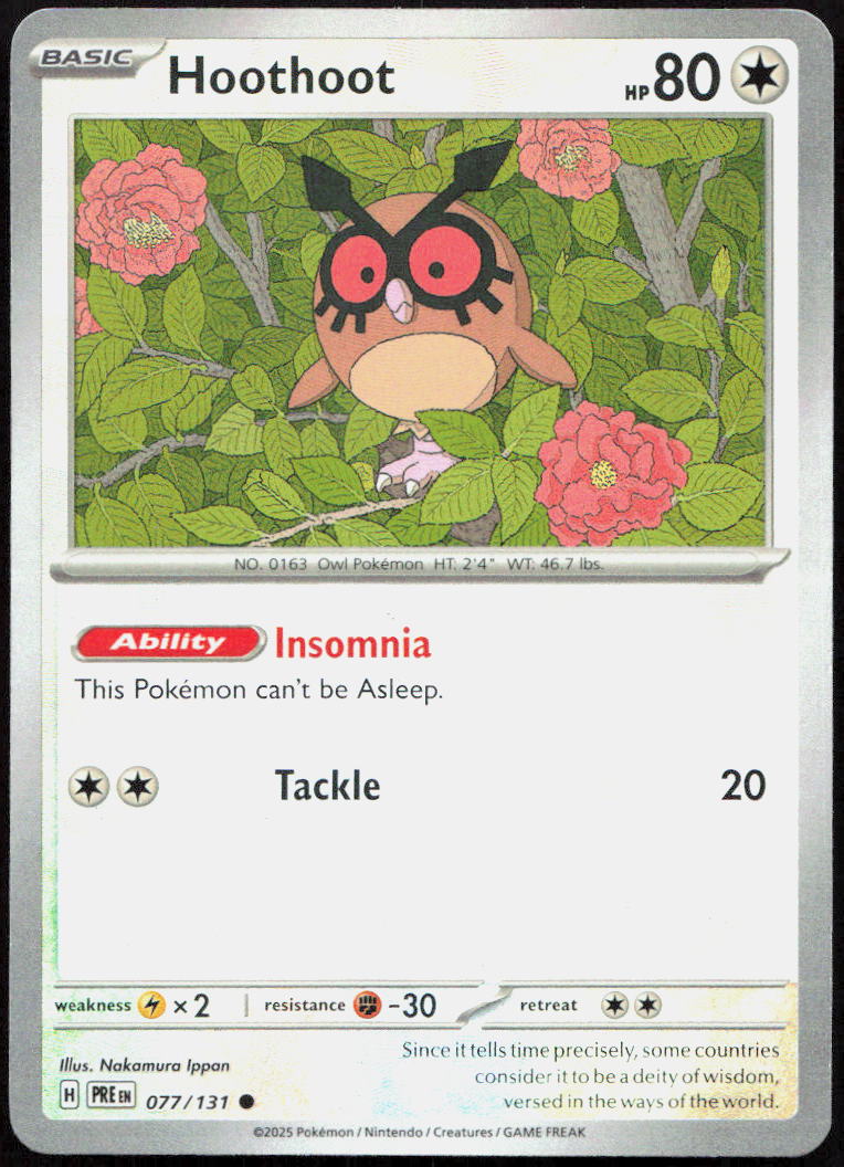 Hoothoot 077/131 Common Prismatic Evolutions Pokemon