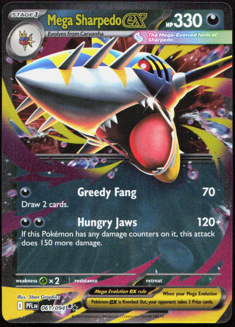 Mega Sharpedo ex 061/094 Double Rare Phantasmal Flames Pokemon Holo