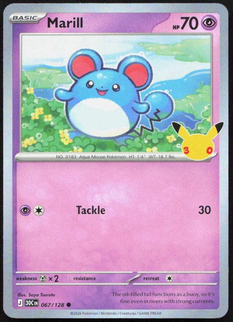 Marill 067/128 Common ME: 30th Celebration Pokemon Holo