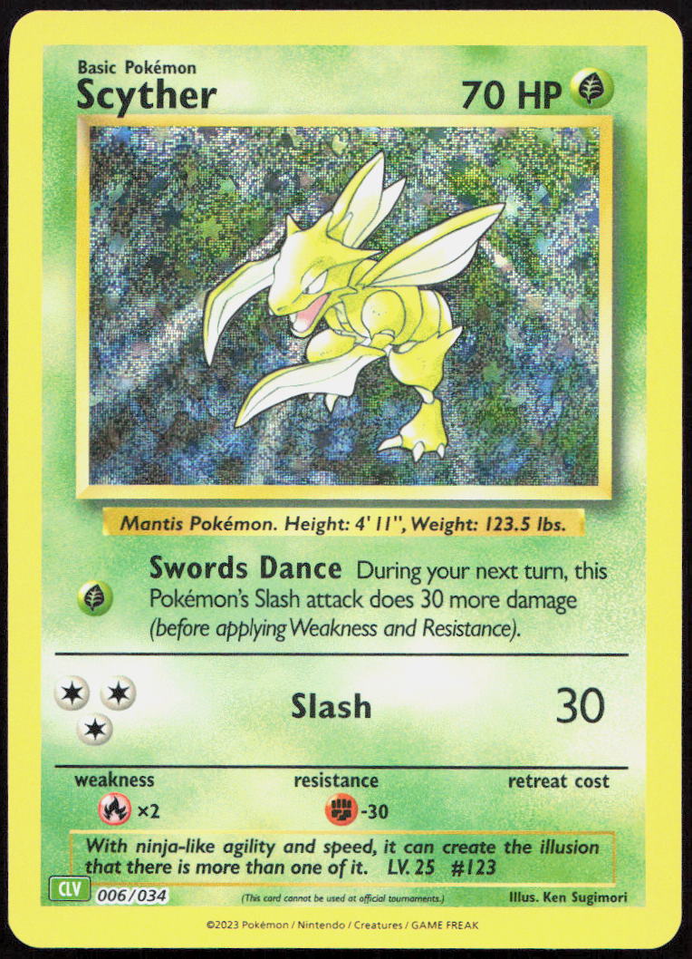 Scyther 006/034 Holo Trading Card Game Classic Pokemon Holo