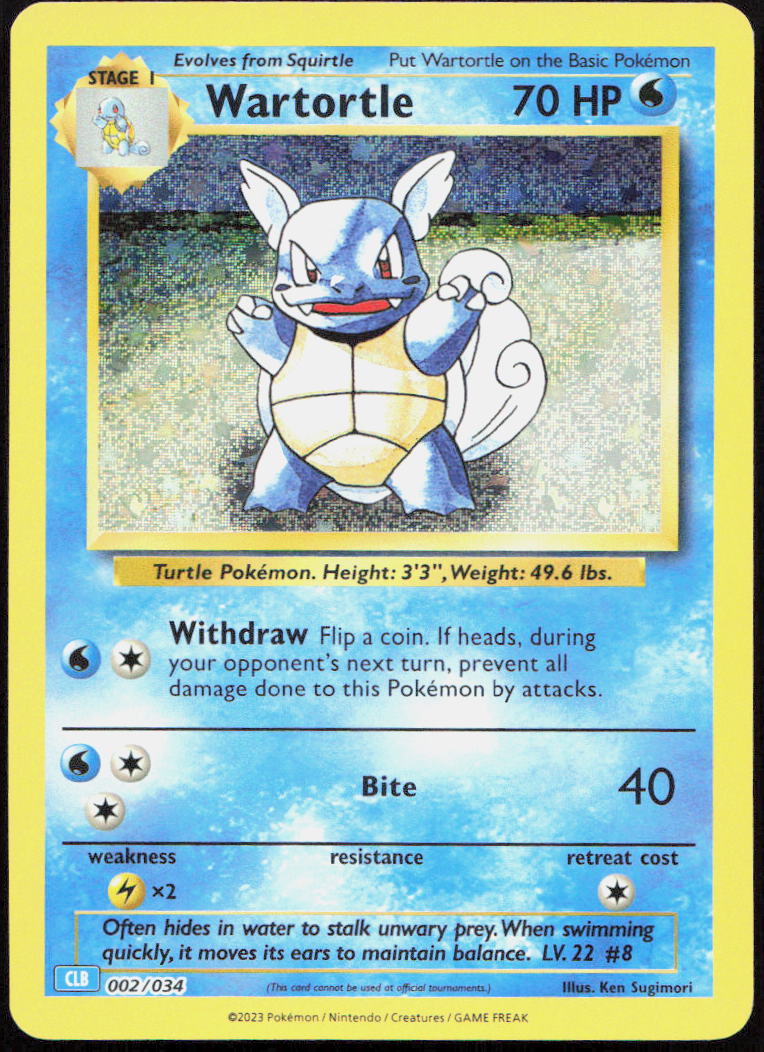 Wartortle 002/034 Holo Trading Card Game Classic Pokemon Holo