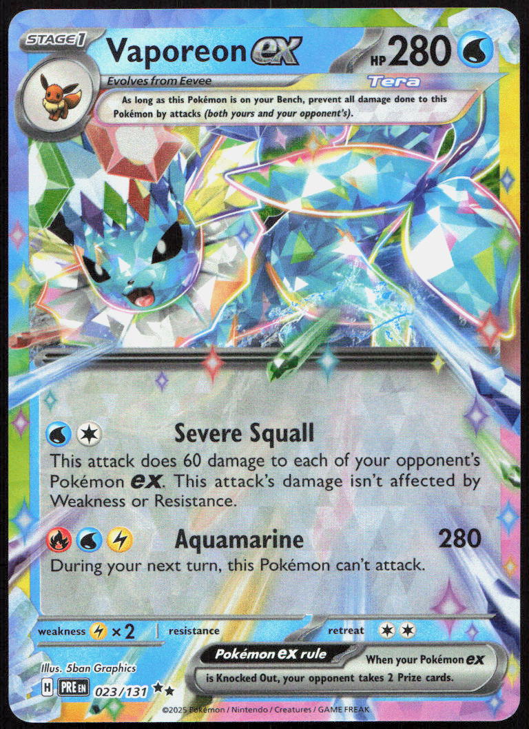 Vaporeon ex 023/131 Holo Double Rare Prismatic Evolutions Pokemon