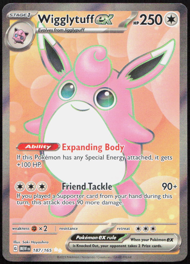 Wigglytuff ex 187/165 Ultra Rare 151 Pokemon Lightly Played