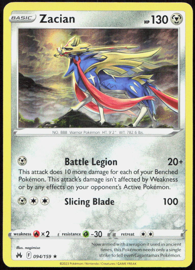 Zacian 094/159 Holo Rare Crown Zenith Pokemon