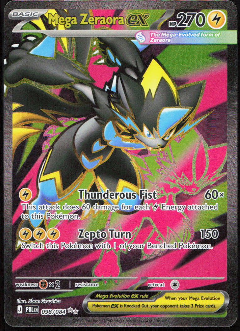 Mega Zeraora ex 098/084 Ultra Rare Pitch Black Pokemon Holo