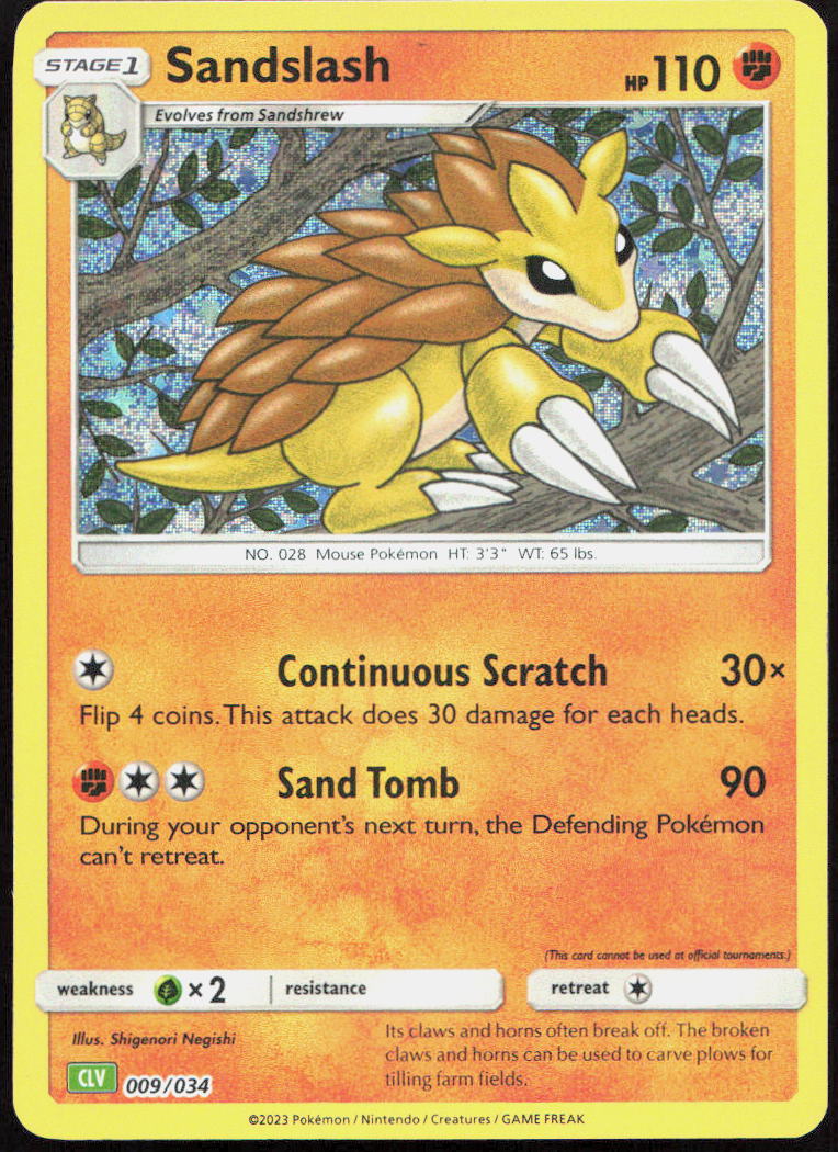 Sandslash 009/034 Holo Trading Card Game Classic Pokemon Holo