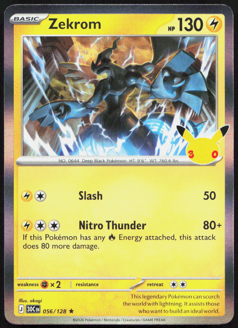 Zekrom 056/128 Rare ME: 30th Celebration Pokemon Holo