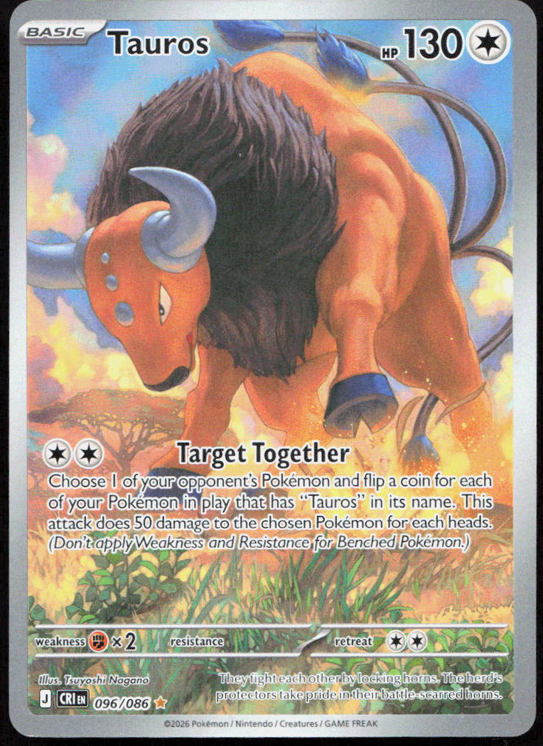 Tauros 096/086 Holo Illustration Rare Chaos Rising Pokemon
