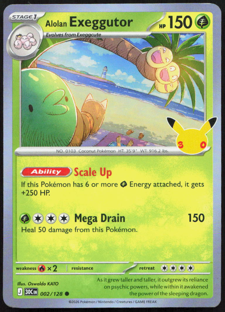 Alolan Exeggutor 002/128 Holo Common ME: 30th Celebration Pokemon