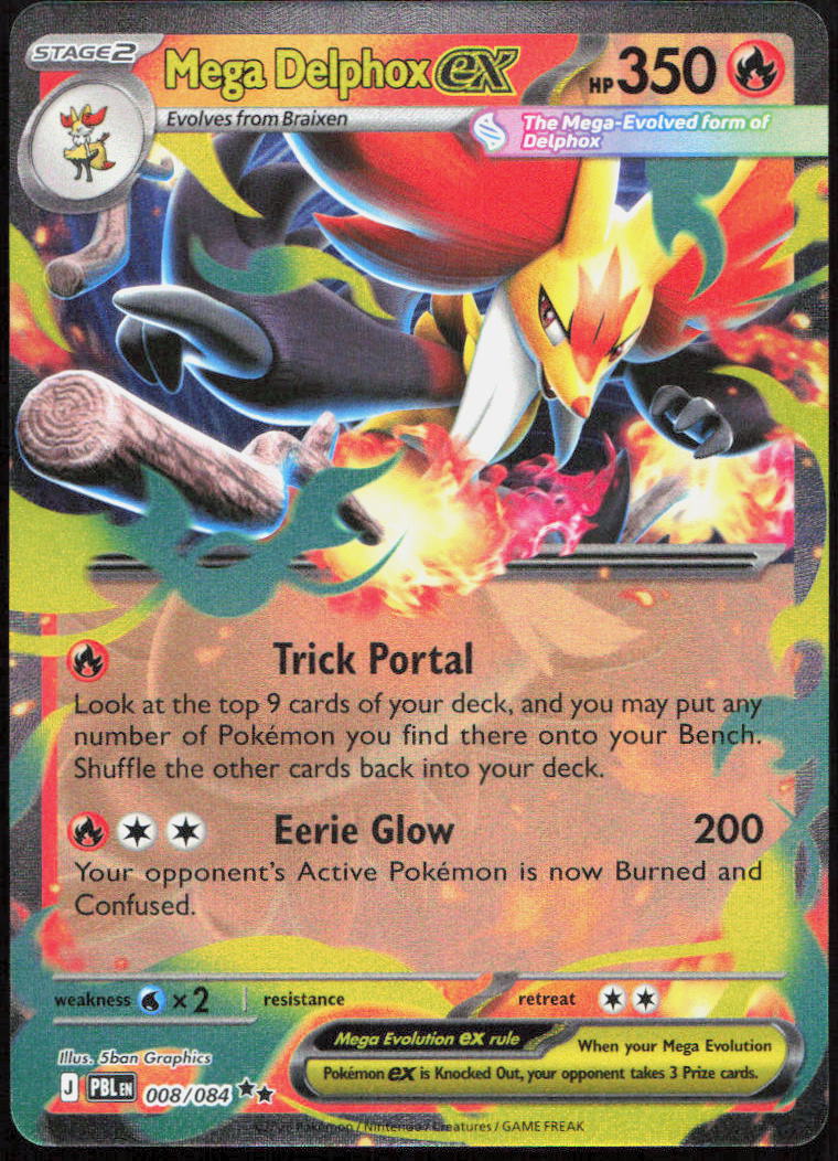 Mega Delphox ex 008/084 Double Rare Pitch Black Pokemon Holo