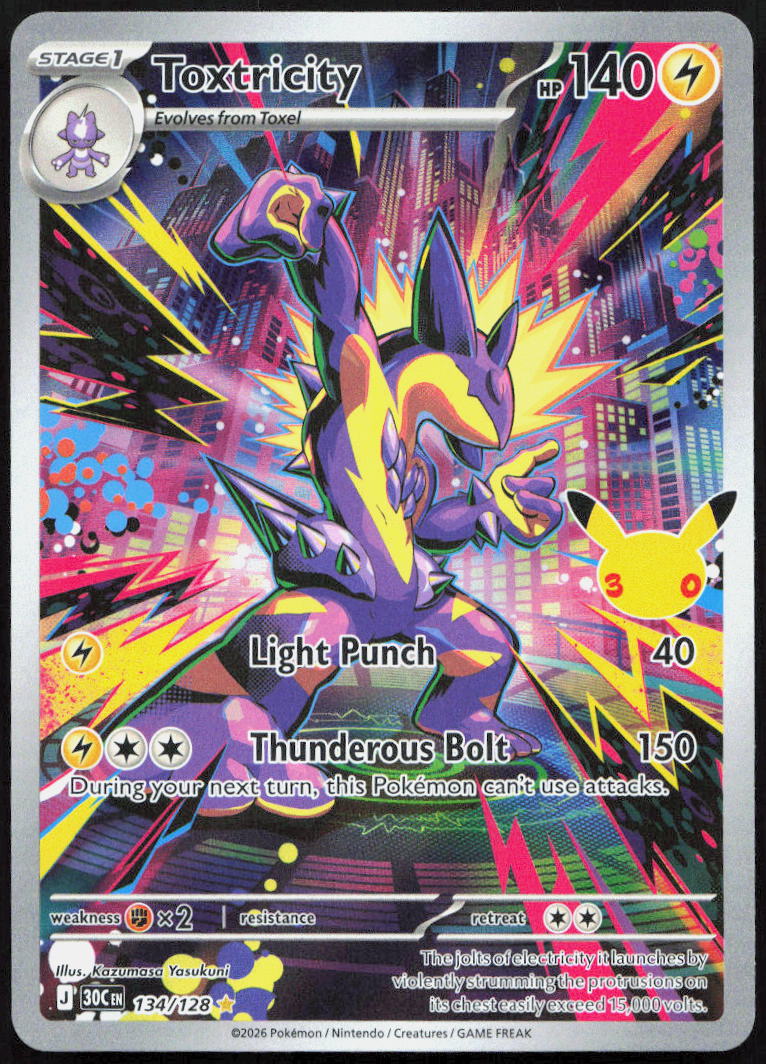 Toxtricity 134/128 Illustration Rare ME: 30th Celebration Pokemon Holo