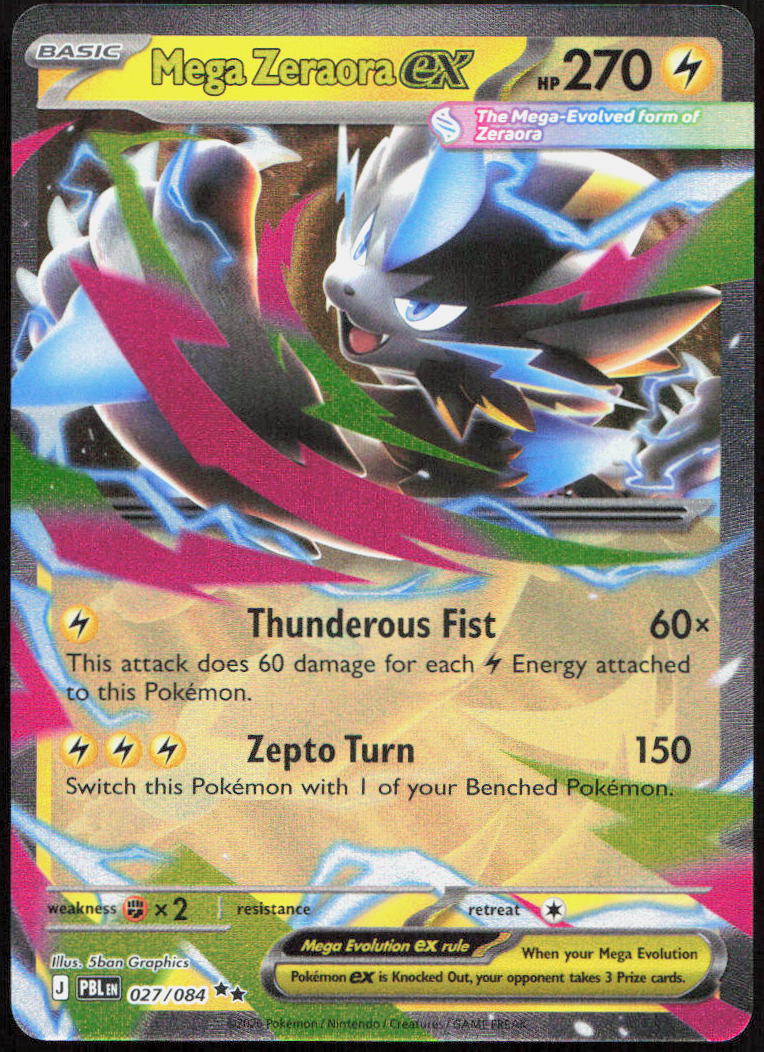 Mega Zeraora ex 027/084 Double Rare Pitch Black Pokemon Holo