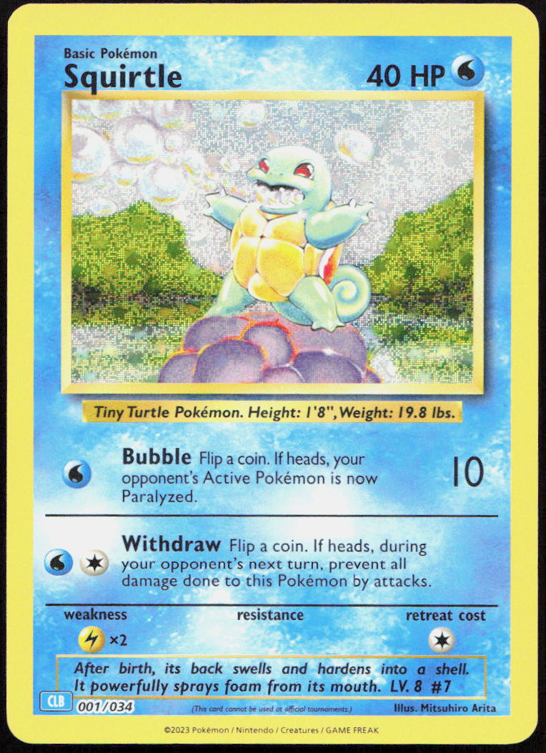 Squirtle 001/034 Holo Trading Card Game Classic Pokemon Holo