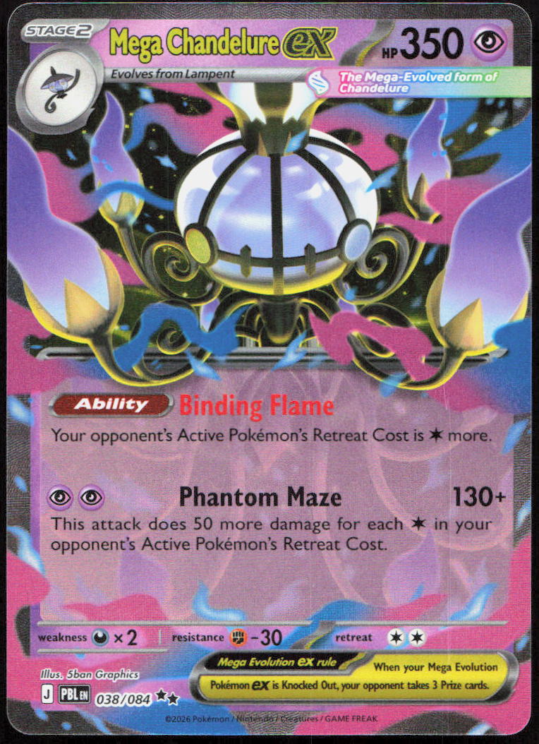 Mega Chandelure ex 038/084 Double Rare Pitch Black Pokemon Holo