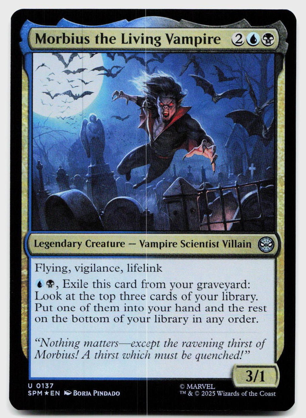 Morbius the Living Vampire 137 Uncommon Marvel's Spider-Man Magic: The Gathering