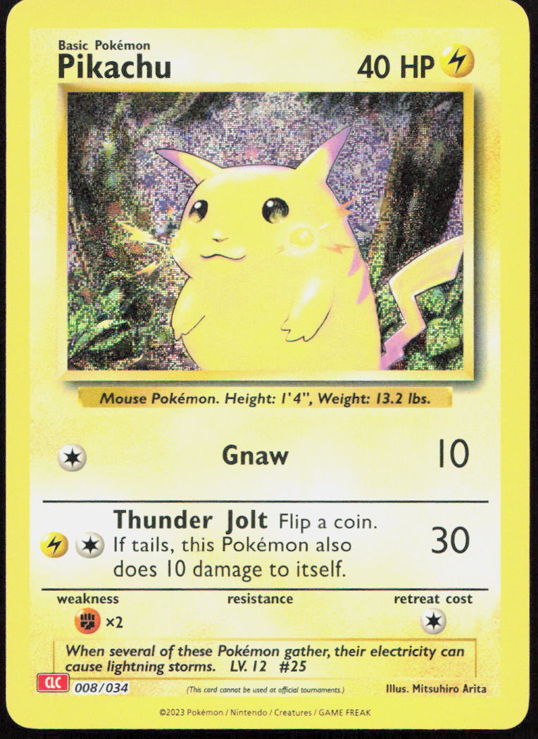 Pikachu 008/034 Holo Trading Card Game Classic Pokemon Holo