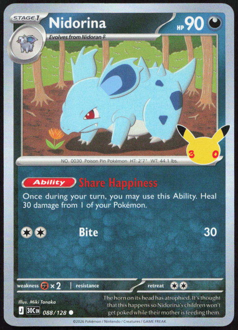 Nidorina 088/128 Holo Common ME: 30th Celebration Pokemon