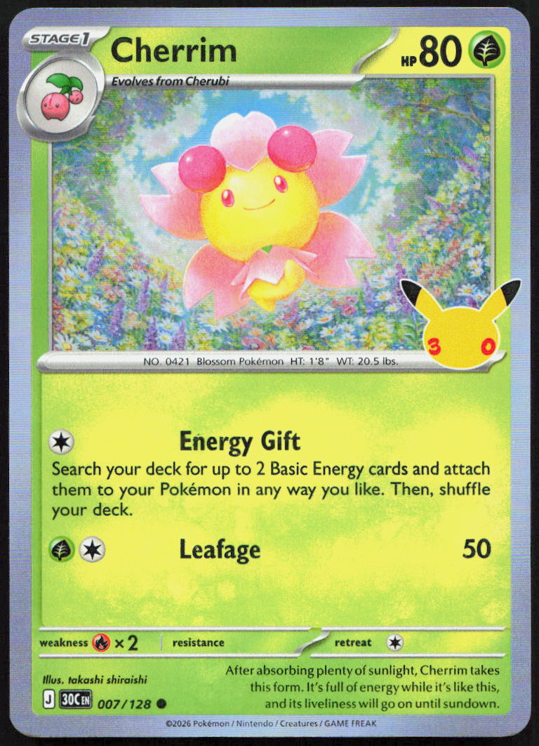 Cherrim 007/128 Holo Common ME: 30th Celebration Pokemon