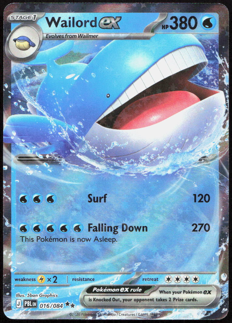 Wailord ex 016/084 Double Rare Pitch Black Pokemon Holo