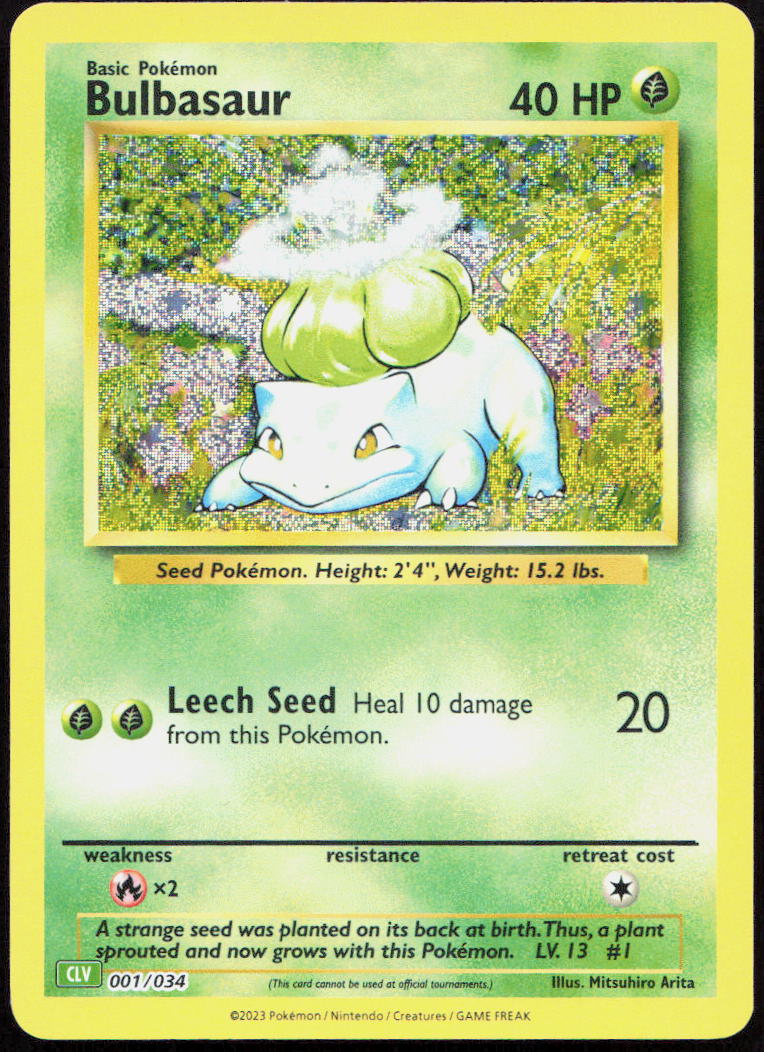 Bulbasaur 001/034 Holo Trading Card Game Classic Pokemon Holo