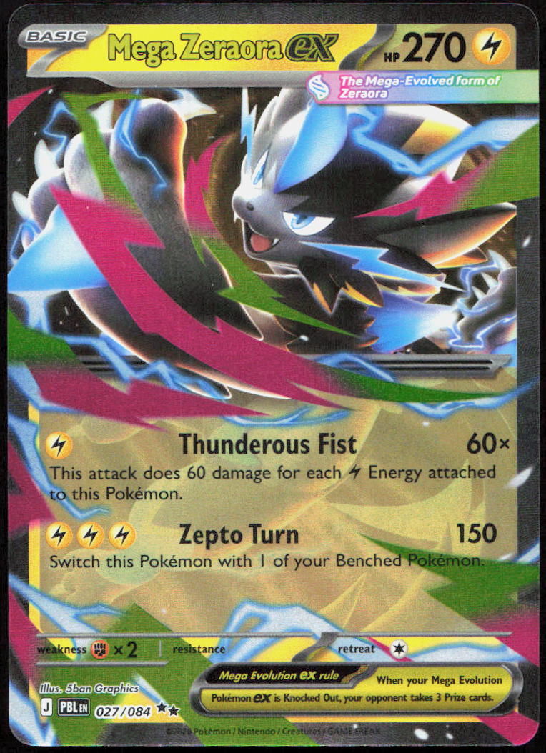 Mega Zeraora ex 027/084 Double Rare Pitch Black Pokemon Holo