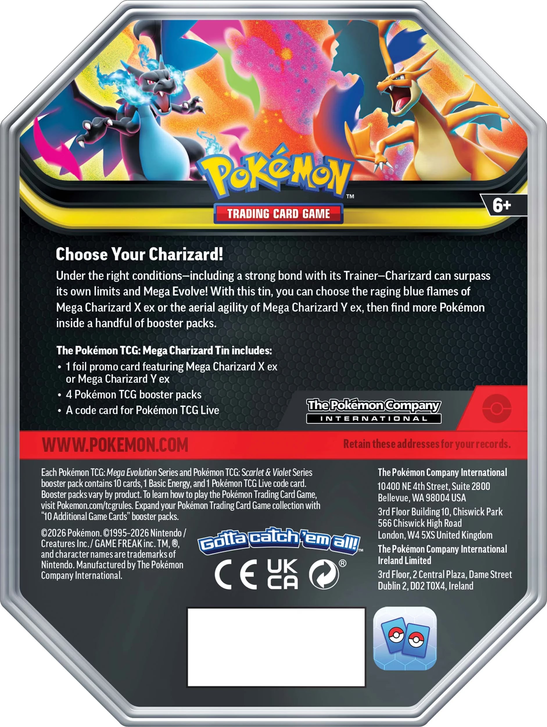 Pokémon Trading Card Game: Mega Charizard Tin - Assorted