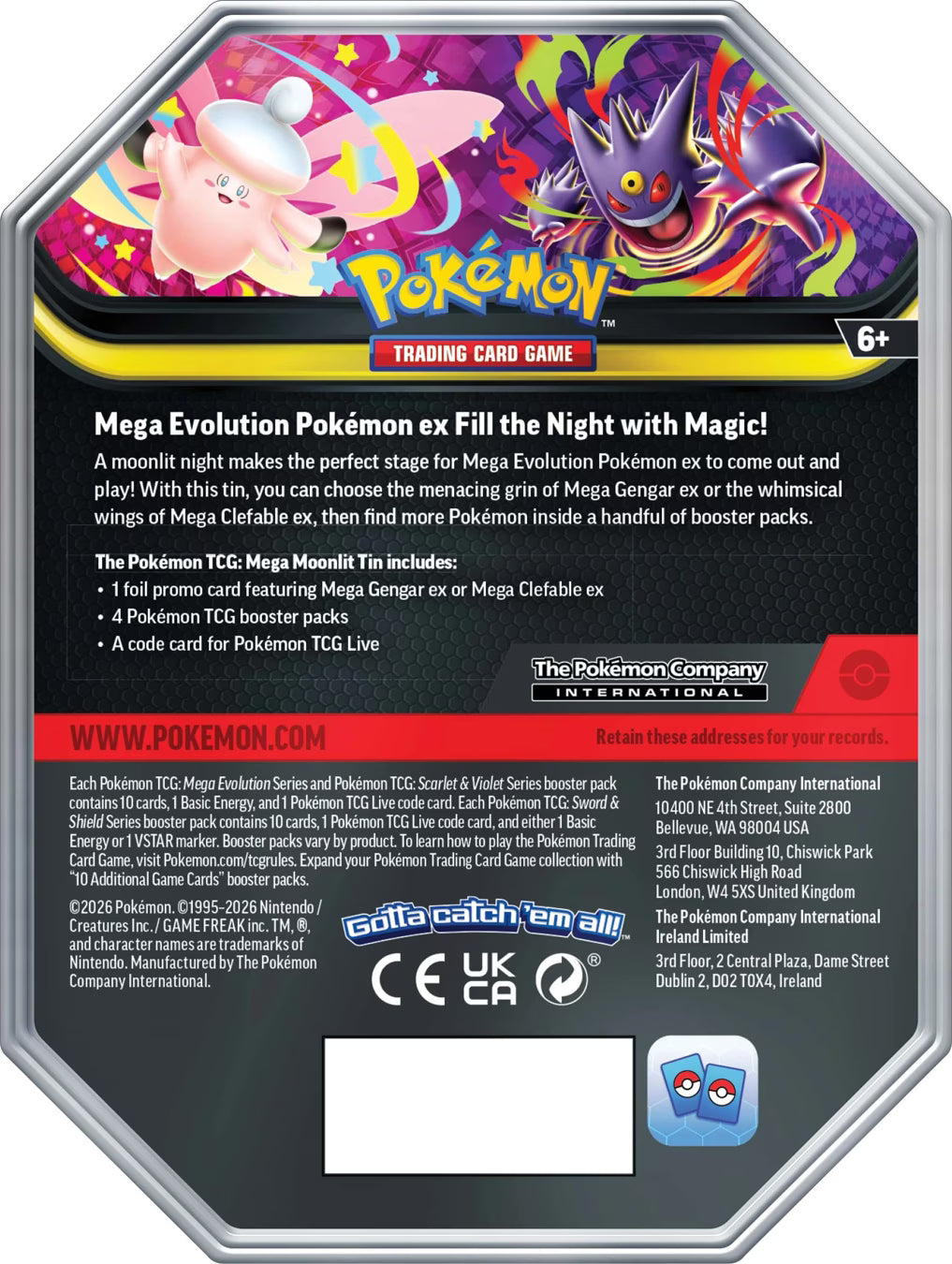 Pokémon Trading Card Game: Mega Moonlit Tin - Assorted