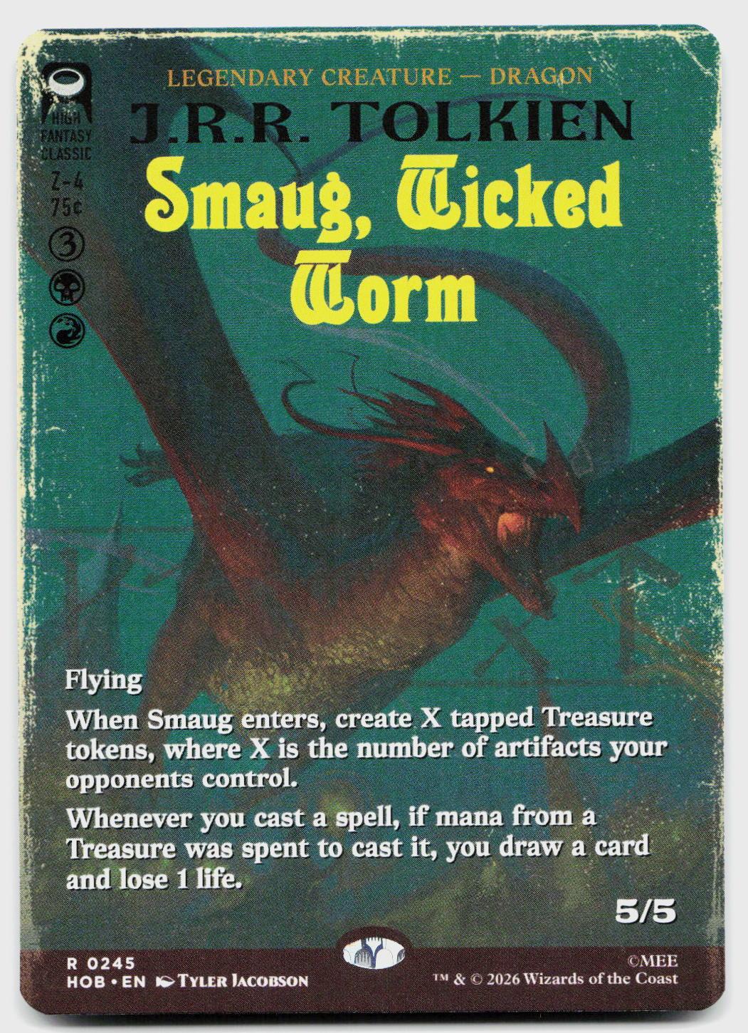 Smaug, Wicked Worm (Borderless) 245 Rare The Hobbit Magic: The Gathering