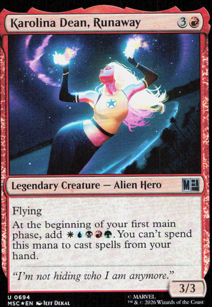 Karolina Dean, Runaway 694 Commander: Marvel Super Heroes Magic: The Gathering