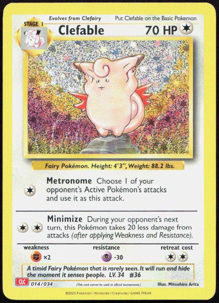 Clefable 014/034 Holo Trading Card Game Classic Pokemon Holo