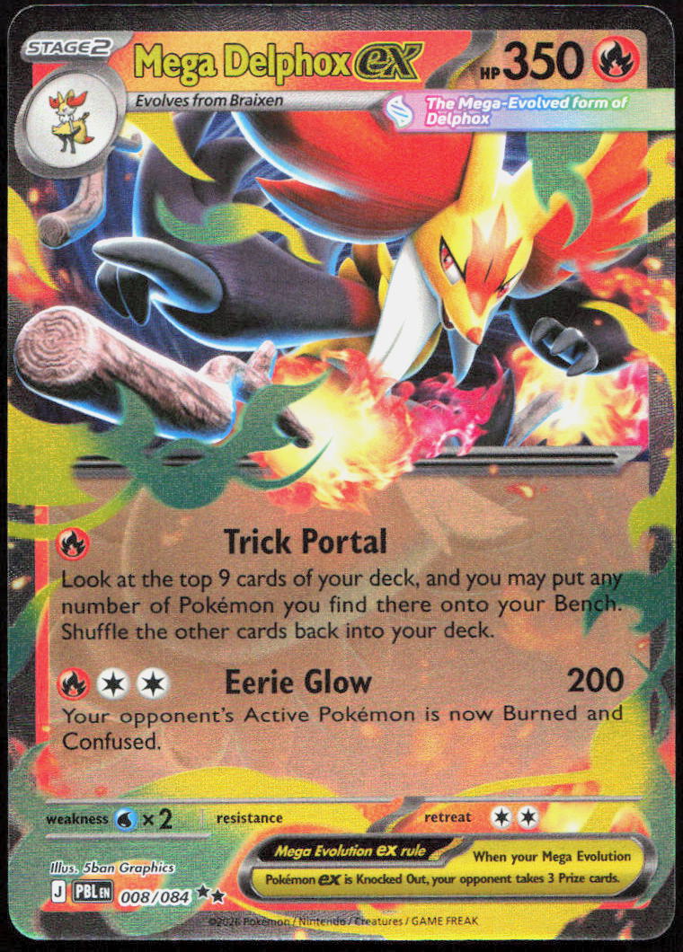 Mega Delphox ex 008/084 Double Rare Pitch Black Pokemon Holo