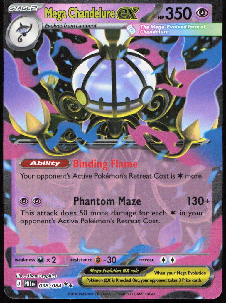 Mega Chandelure ex 038/084 Double Rare Pitch Black Pokemon Holo