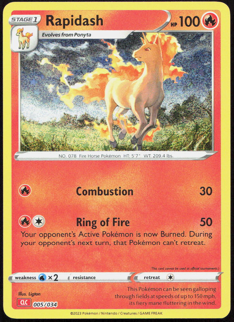 Rapidash 005/034 Holo Trading Card Game Classic Pokemon Holo
