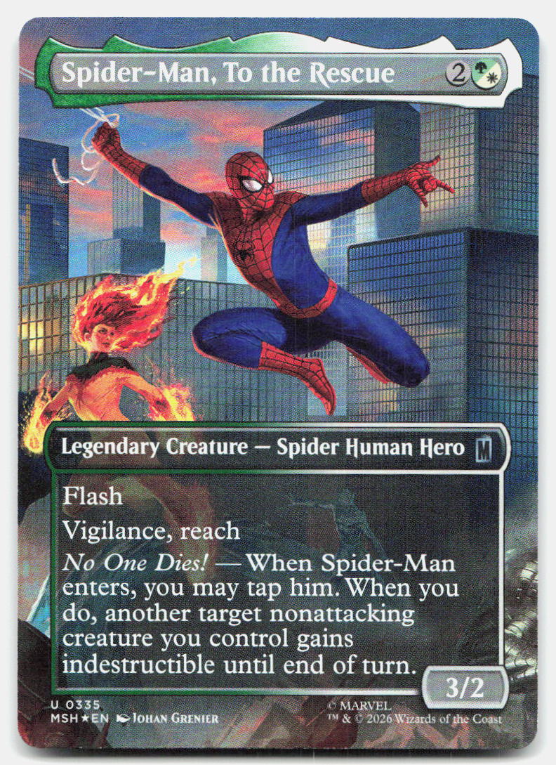 Spider-Man, To the Rescue (Borderless) 335 Marvel Super Heroes MTG