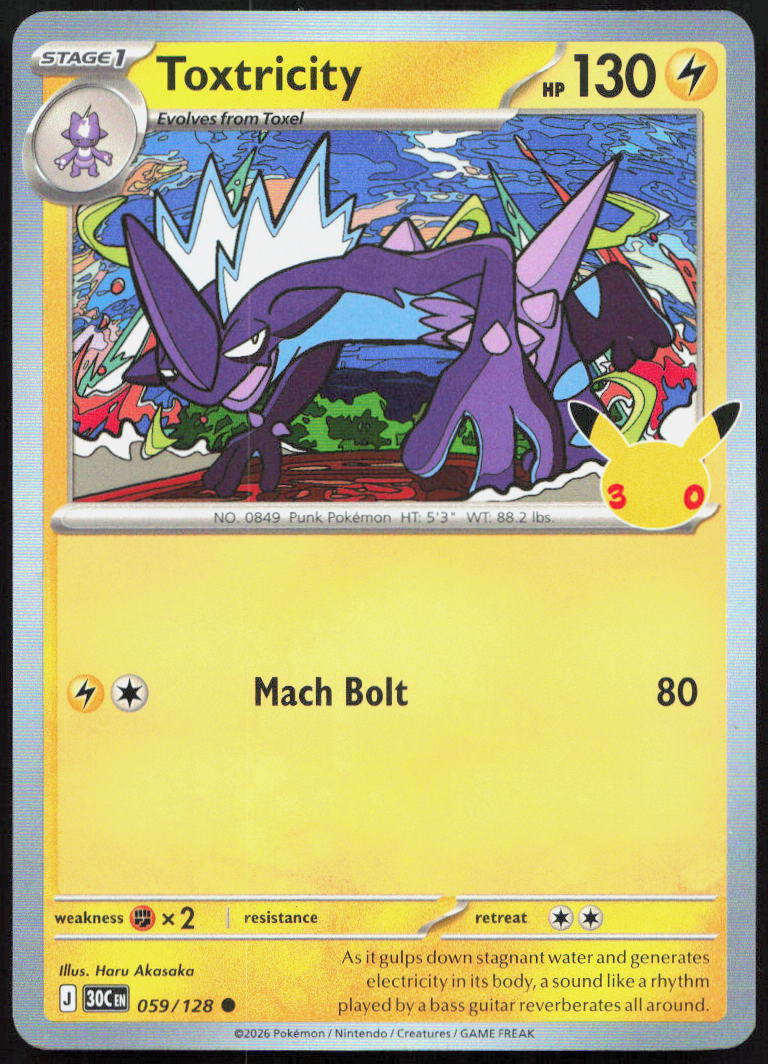 Toxtricity 059/128 Common ME: 30th Celebration Pokemon Holo