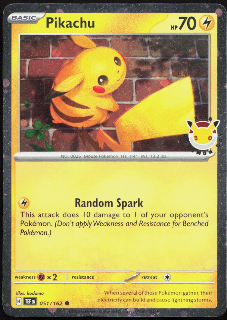 Pikachu 051/162 Common Temporal Forces Pokemon Reverse Holo