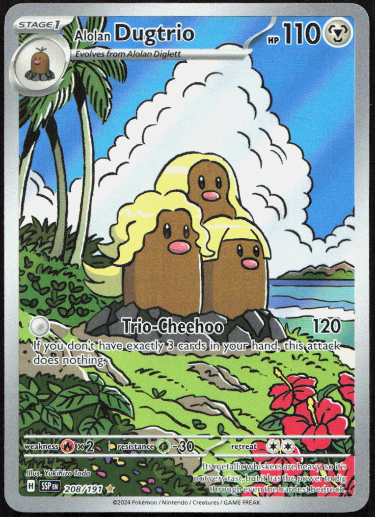 Alolan Dugtrio 208/191 Illustration Rare Surging Sparks Pokemon