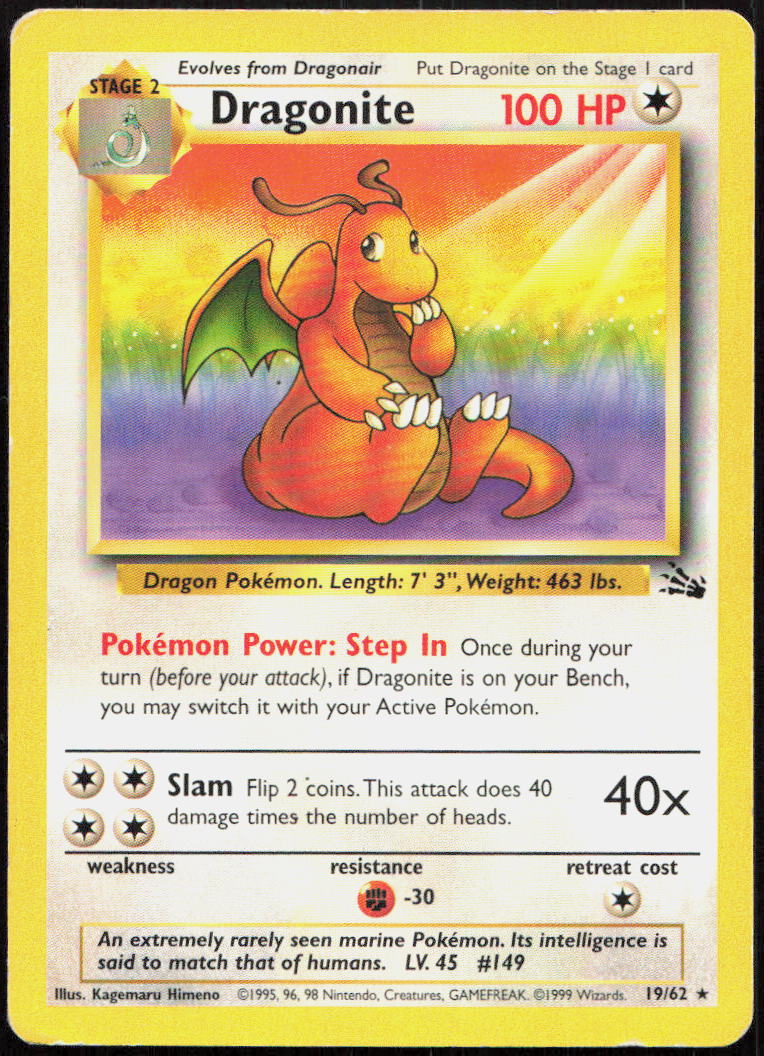 Dragonite 19/62 Rare Fossil Pokémon Unlimited MP