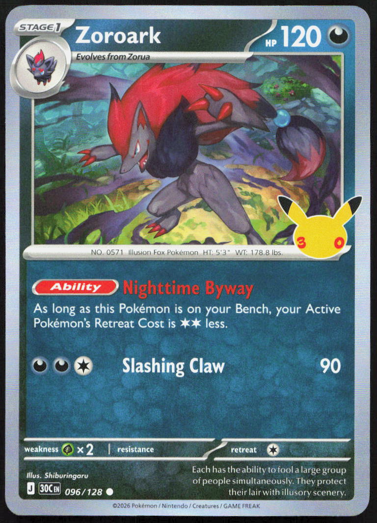 Zoroark 096/128 Common ME: 30th Celebration Pokemon Holo