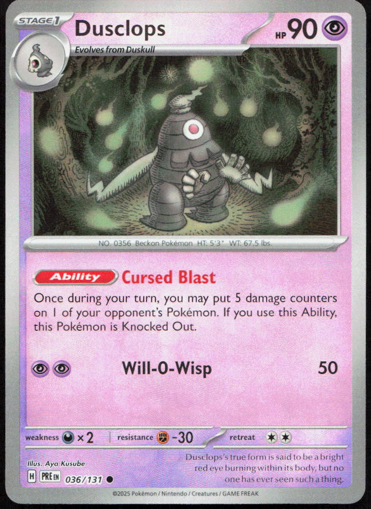 Dusclops 036/131 Common Prismatic Evolutions Pokémon