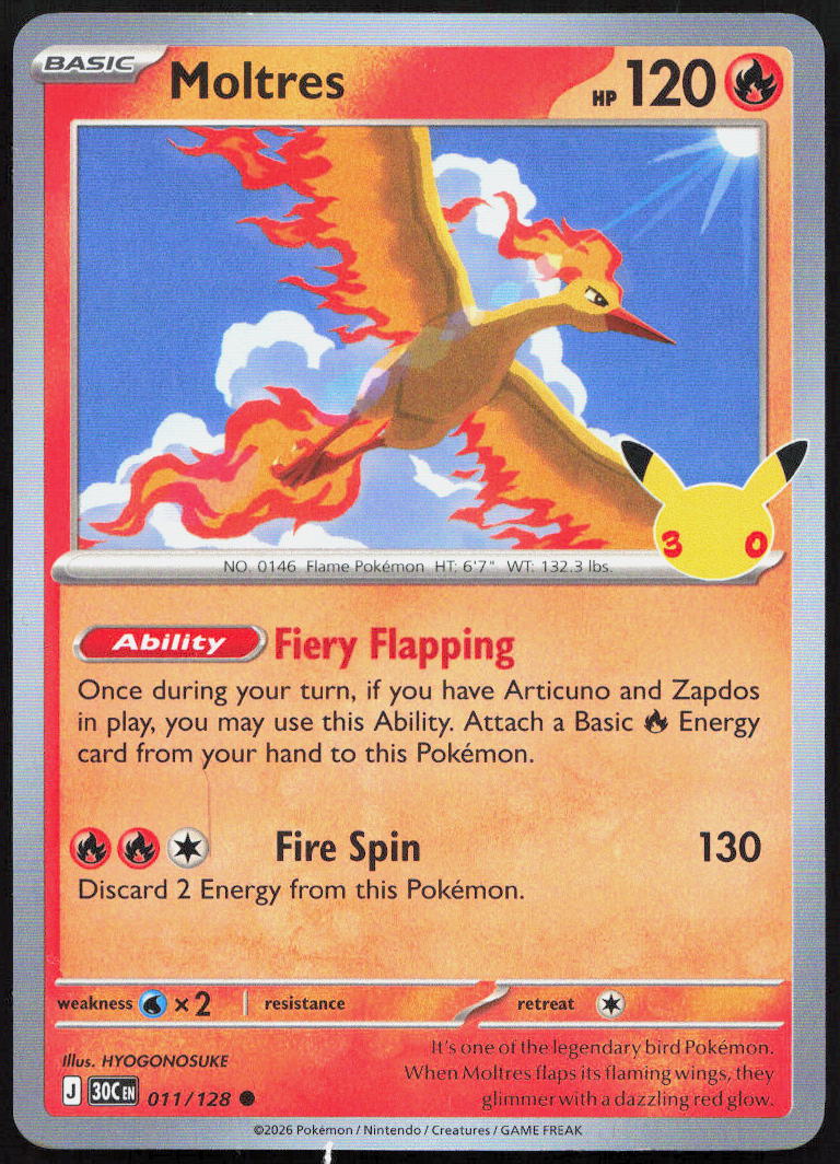 Moltres 011/128 Common ME: 30th Celebration Pokemon Holo