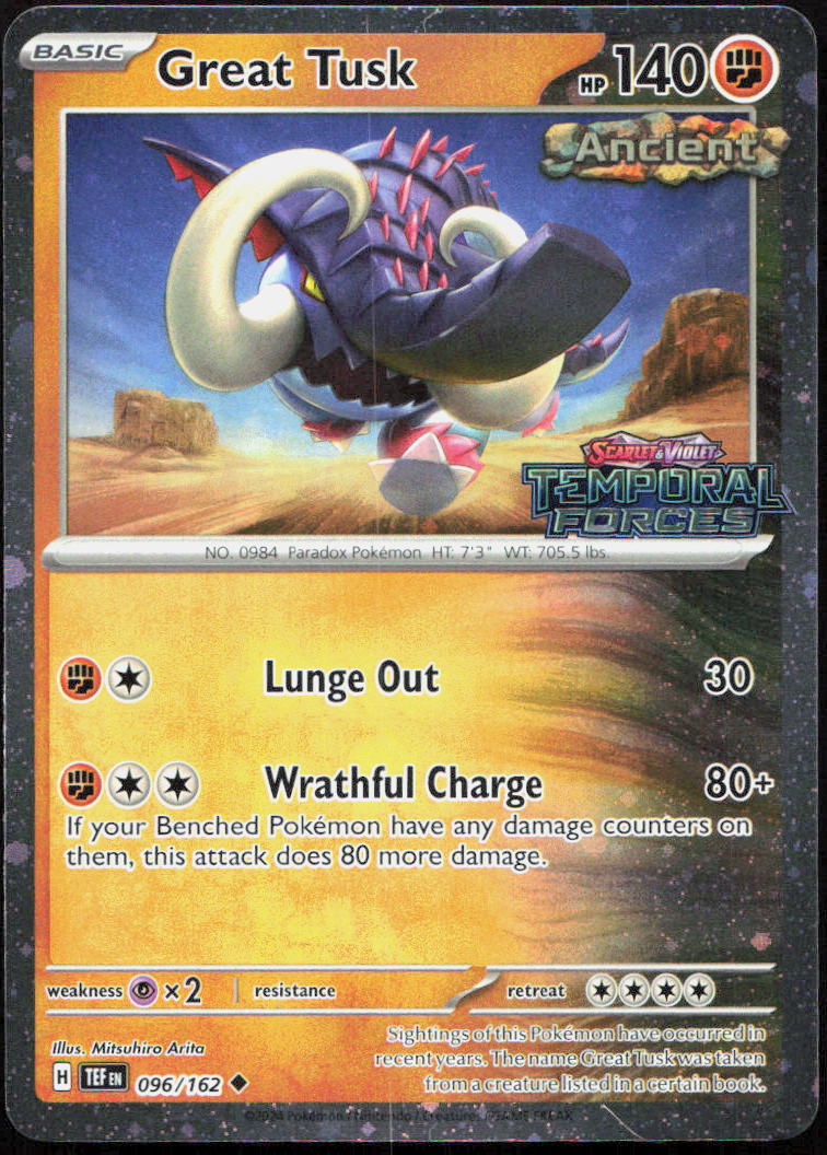Great Tusk (Temporal Forces Stamped) 096/162 Pokémon