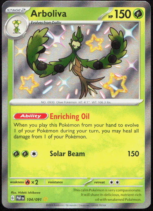 Arboliva 104/091 Shiny Rare Paldean Fates Pokemon Holo
