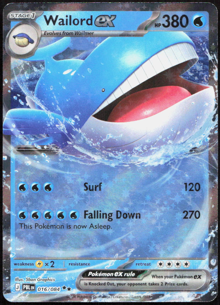 Wailord ex 016/084 Double Rare Pitch Black Pokemon Holo