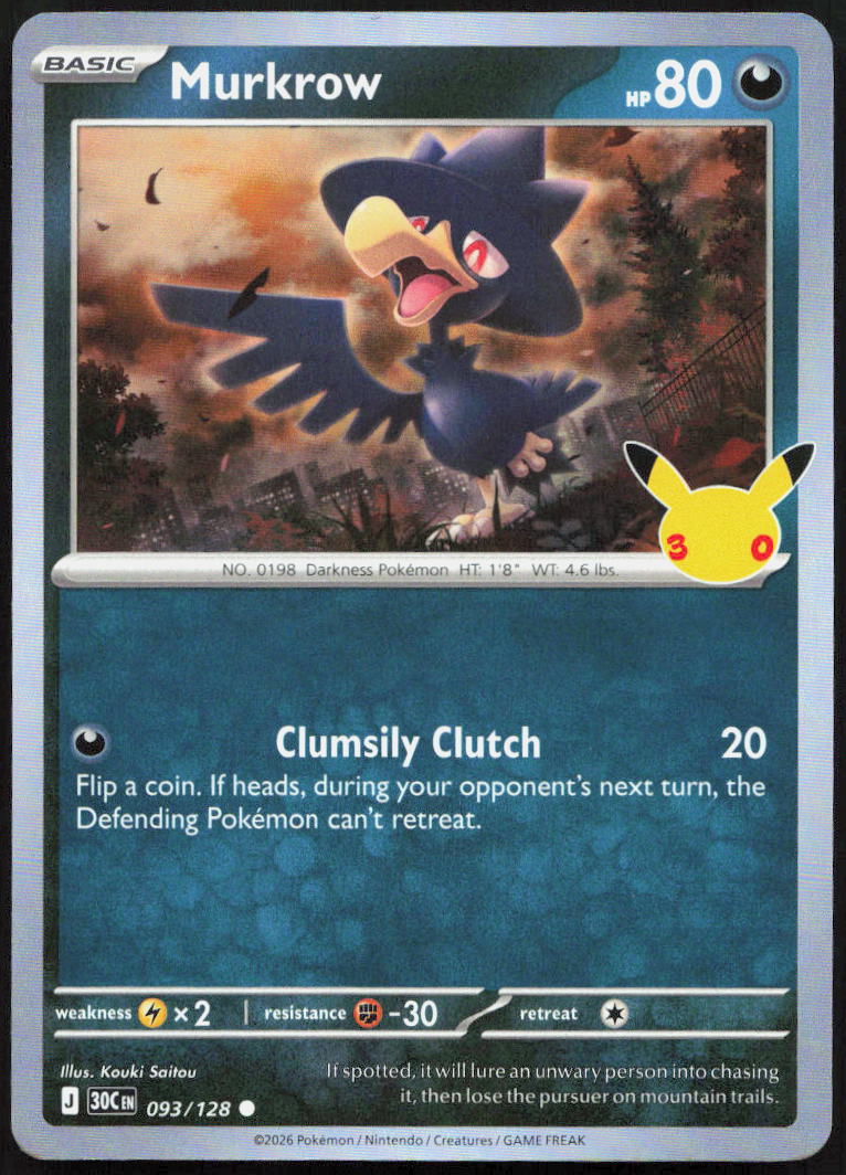 Murkrow 093/128 ME: 30th Celebration Pokemon Holo