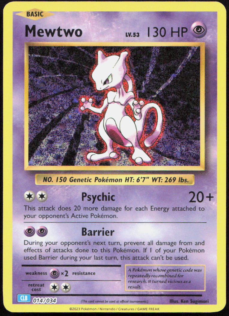 Mewtwo 014/034 Holo Classic Collection Trading Card Game Classic Pokemon Holo