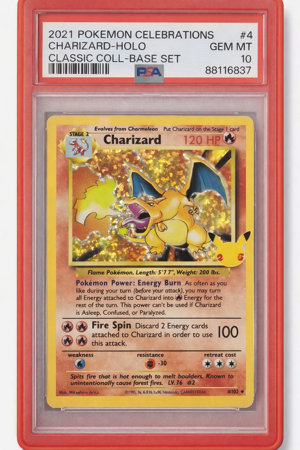 PSA 10 Charizard 4/102 Celebrations Pokémon 25th Anniversary Classic Collection